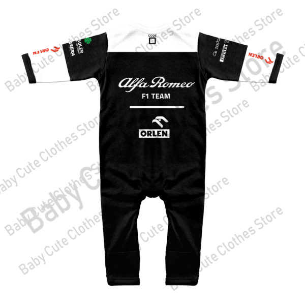 2022F1 Alfa Romeo Team NewRacing Bottas Formula One Extreme Sports Baby Jumpsuit for Boys and Girls Outdoor Breathable Crawlwear 2