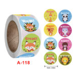 50pcs 1inch Round Cartoon Toys Animal stickers for kids Teacher Reward Encourage Sticker Office Stationery for children 3