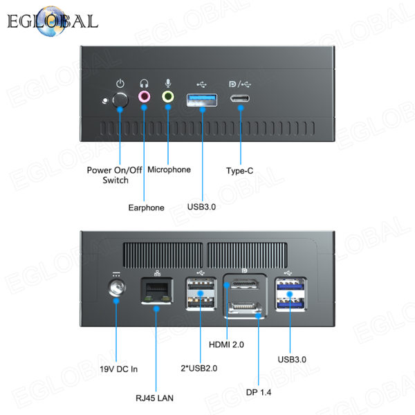 Eglobal Mini PC AMD Ryzen 7 2700U R7 3750H R5 3550H Windows 11 TPM2.0 Vega Graphic 2 DDR4 M.2 NVMe Computer HDMI2.0 DP AC WiFI 2