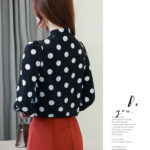 Spring Autumn Long Sleeve Bow Collar Women Blouse Office Lady Polka Dot Chiffon Casual Shirts 2022 New Blusas Mujer De Moda 4