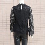 Tops Loose Sexy Hollow Design Long Sleeve Fashion Women Lace Blouses for Daily Wear 5