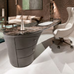 Light luxury desk marble desk study high-end Italian computer desk with drawer cabinet designer special-shaped 1