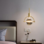 Nordic restaurant lamp single head round bedroom bedside lamp creative bar Island pendant led modern luxury crystal chandelier 4