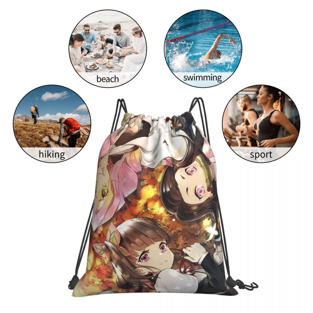 Demon Slayer Kimetsu no Yaiba Anime Print Drawstring Bags Men Women Storage Backpack Teenager Travel Bag Multi-function Pocket 6