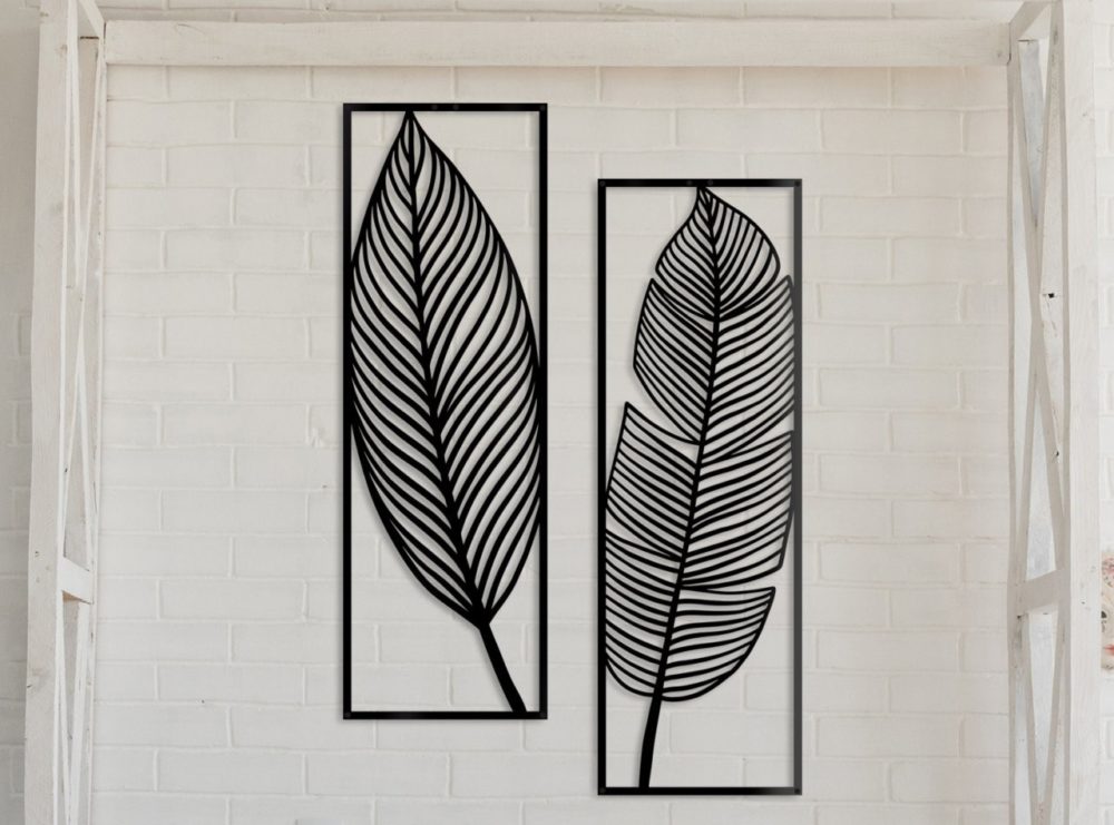 Metal Wall Decor and Art, Leaves Set, Metal Art Decor Home Office Decoration Bedroom Living Room Decor 1