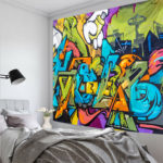 3D Graffiti Tapestry wall hanging Fashion Psychedelic Hanging Fabric Background Wall Covering Hippie Dorm Cover Beach Towel 3