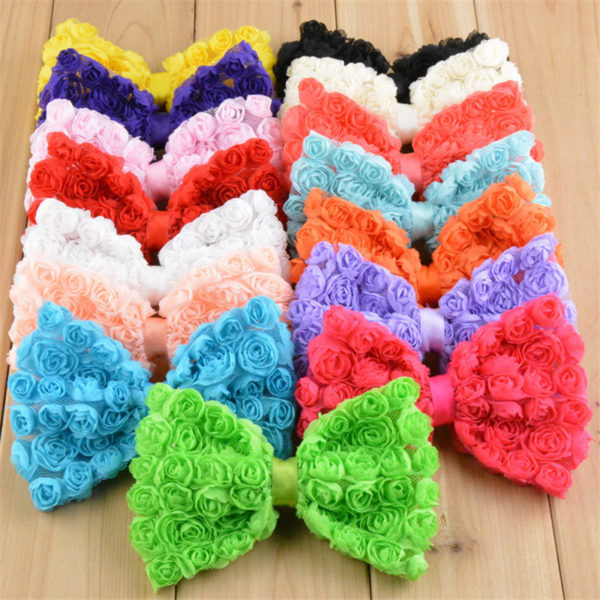 30pcs/lot 12cmX8.5cm hair cute rose chiffon bow without clips Bows Hair Accessory Hair Bow 1