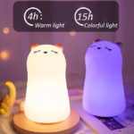 LED Cat Night Light Remote/Tap Lamp Silicone Room Nightlights Atmosphere Table Bedroom Bedside Lamp USB Change Kids Baby Gift 6