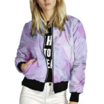 Women's Jacket Tops Long Sleeves Colorful Geometry Print Baseball Collar Zipper Coat Slim Lady Girls bomber Jacket Street Style 3