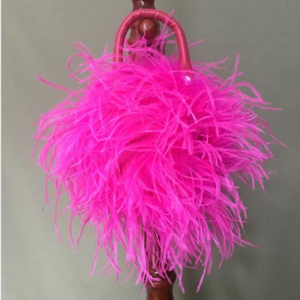 real natural ostrich feather mini handbag 2021 fashion chic furry romantic party concern dinner wedding fluffy 2