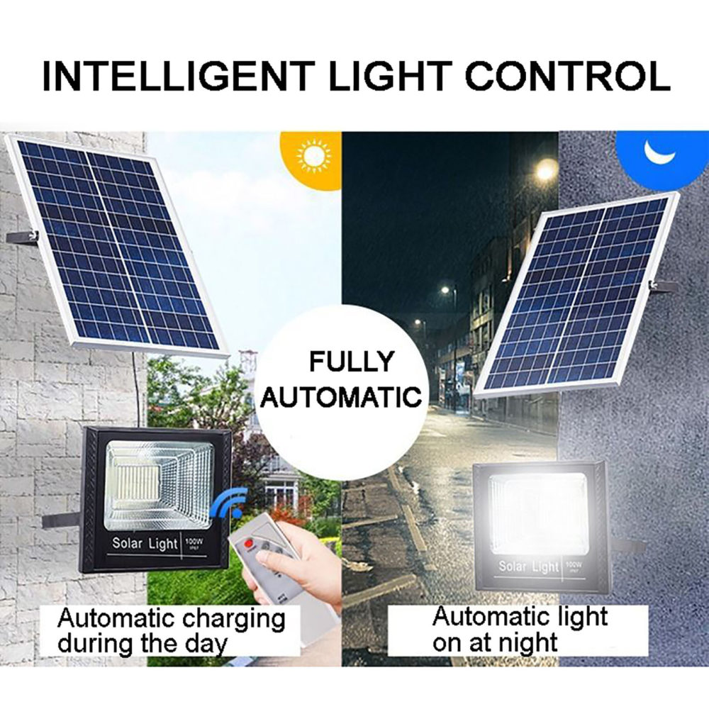 Led Solar Lights Rainproof Flood Lights Timing Switch Brightness Adjustment Garden Wall Lights Road Lights with Remote Control 3