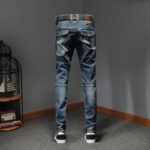 Clothes Mens Vintage Slim Fit Denim Pants Biker Zipper Straight Pencil Jeans Male Casual Fashion Splice Distressed Jean Trousers 2