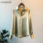 YTNMYOP Women Satin Blouse And Shirt Spring Autumn Long Sleeve Elegant Female Office Shirt White Ladies Tops 4