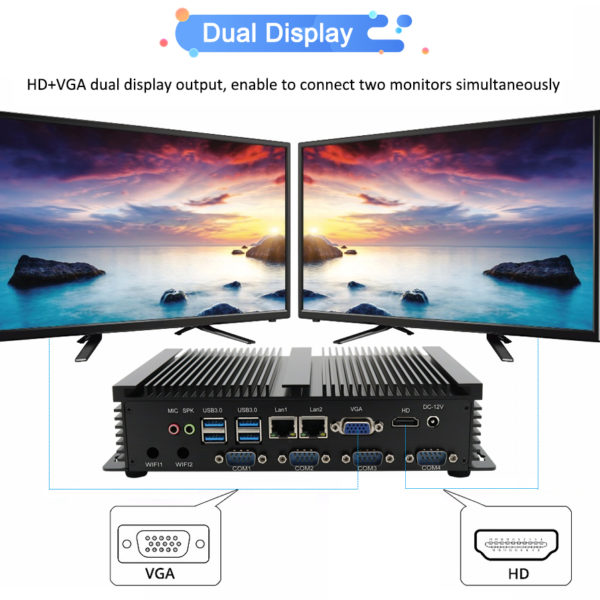 Intel Core i5-3317U mini computer with 4COM VGA HD desktops DDR3L fanless dual LAN industrial pc 1