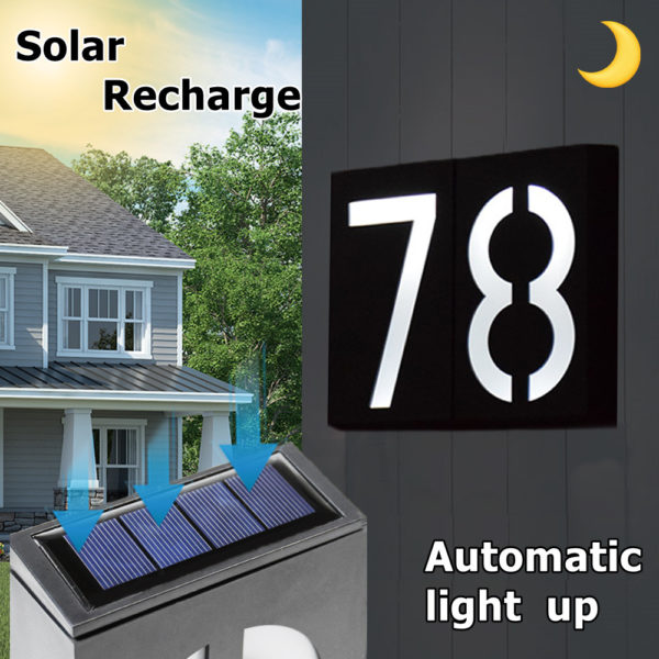 House Number Solar Led Light Outdoor Garden Solar Number Door Plate Outdoor Lighting Rechargeable House Number Light 1