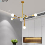 Nordic Minimalist Chandeliers Personality Iron Black Gold Ceiling Light Living Room Bedroom Dining Bar Cafe Decorative Lamps E27 1