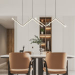 Led modern personalized chandelier restaurant hotel front desk Cafe W-shaped line chandelier office lighting Chandelier 3