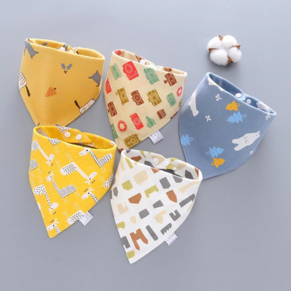 5pcs Baby Bibs Triangle Newborn Cotton Bibs Burb Saliva Towel Baby Feeding Bibs Apron Boys Girls Clothes Kids Children Bandana 2