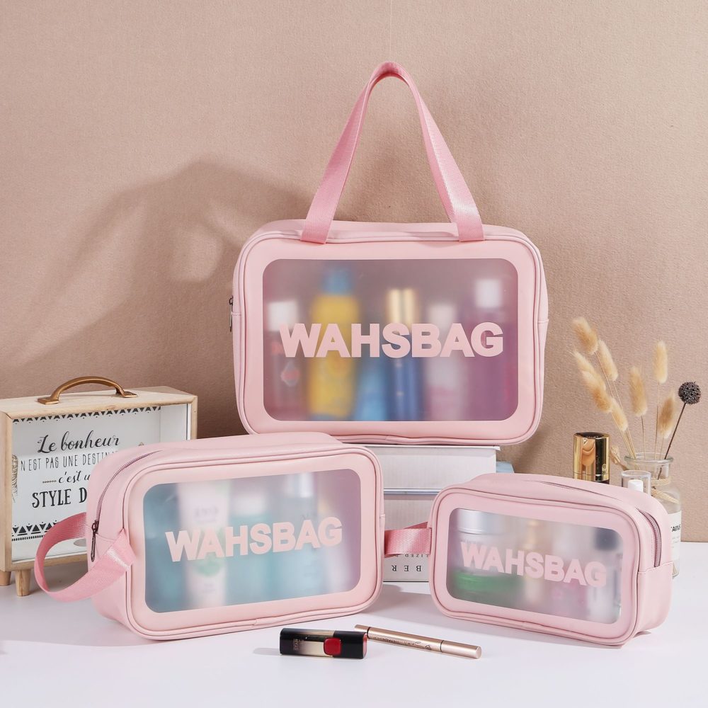 Ladies Large Capacity Cosmetic Bag PVC Travel Makeup Storage Bag Female WashBag Frosted Waterproof Cosmetic Bag Convenient 5