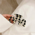 Vintage Korean Black White Checkerboard Grid Hair Clip for Women Hairclip Claw Japanese Hair Accessories for Girl Office/career 6