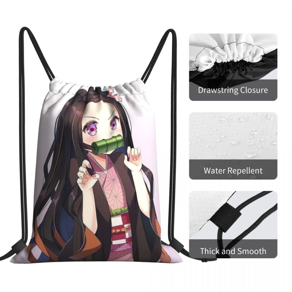 Nezuko Kamado Demon Slayer Anime Portable Travel Drawstring Bags Riding Backpack Gym Shoes Storage Backpacks 4