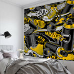 3D Graffiti Tapestry wall hanging Fashion Psychedelic Hanging Fabric Background Wall Covering Hippie Dorm Cover Beach Towel 6