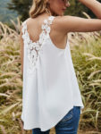 Summer Women White Lace Patchwork Vest Loose Casual Sleeveless Pullover Blouse Tank Tops Beach Smock Clothes 6