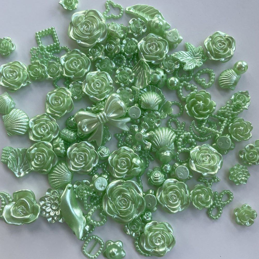 100-150pcs ABS Resin Flower Jewelry DIY Material Pearl Roses For Art Flatback Rhinestones Beads Heart Handmade Accessories Moon 5