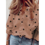 Leisure Fashion Star Print Shirts V-neck Ruffled Top Lady Slim Long Sleeve Oversized Shirt Womens Blouses Spring Blusas Mujer 4