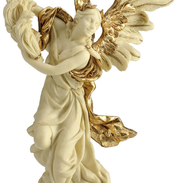 Resin Figurine Angels with Flowers (Gilding) European-style Resin Angel Statue for Home & Office Decoration Birthday Gift 1