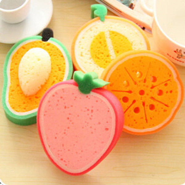 4pcs/set Creative Sponge Kitchen Accessories Fruit Shape Washing Dishes Sponge Cleaning Dish Remove Stains 2