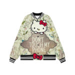 Hip-hop girl school uniform jacket cartoon anime Hello Kitty baseball uniform college style couple bomber jacket Harajuku jacket 4