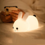 Rabbit Night Light Silicone Dimmable Touch Sleeping Lights USB Rechargeable Children's Night Lamp RGB Remote Cute Feeding Lamps 4