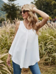 Summer Women White Lace Patchwork Vest Loose Casual Sleeveless Pullover Blouse Tank Tops Beach Smock Clothes 2