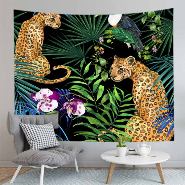 Mysterious Forest Tapestry Psychedelic Animal Print Tapestry Wall Hanging Home Bedroom Living Room Wall Bedroom Decoration 1