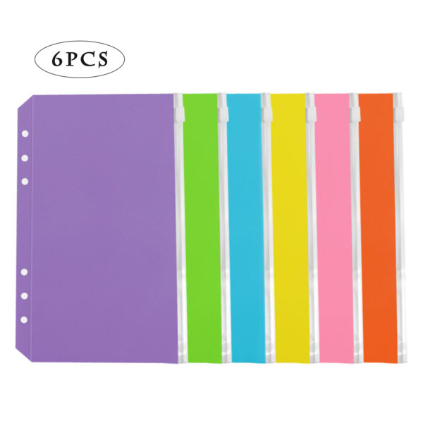 6pcs A6 PVC Budget Binder Colorful 6 Holes Loose Leaf Zipper Bag Waterproof File Bags For Office Documents Accessories 1