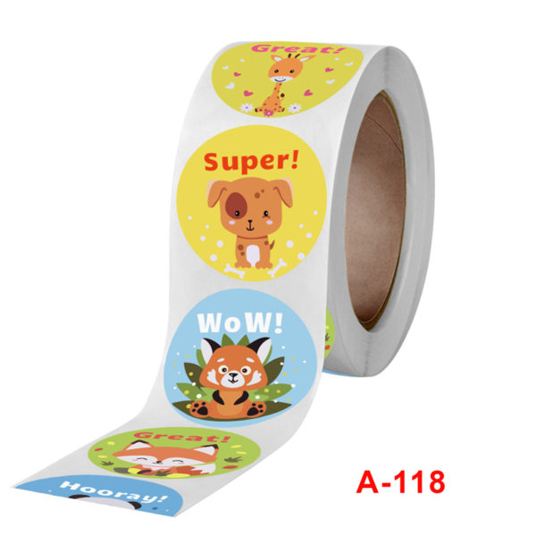 50pcs 1inch Round Cartoon Toys Animal stickers for kids Teacher Reward Encourage Sticker Office Stationery for children 2