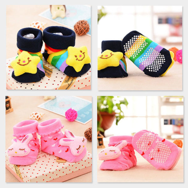 1 Pair Baby Boy Girl Anti Slip Rubber Floor Socks Kids Toddlers Cotton Fashion Cartoon Animal Warm Socks for Infant Newborn Gift 2