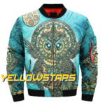 Golden owl blue Bomber Jacket Fashion Casual Winter coat 1