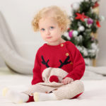 Christmas Infant Romper Knitting Sweater Baby Onesie Cartoon Deer Baby Boy Jumpsuit Newborn Baby Clothes 1