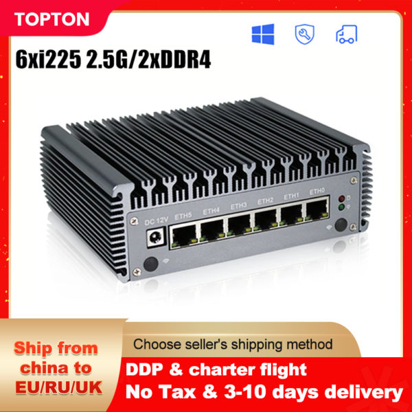 2.5G pfSense Firewall Router Intel Celeron J4125 Quad Core 2*DDR4 6x 2500M Nics Fanless Mini Router PC OPNsense Openwrt ESXi 1