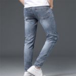 NEW Summer Blue Men's Jeans Pants European Brand Straight Elastic Cotton Business Pant Classic Style Jeans Denim Man Trousers 2