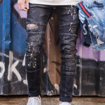 Ripped Jeans for Men Streetwear Casual Small Feet Slim Fit Denim Pants Male Cotton Stretch Pleated Skinny Cowboys Trousers Homme 5