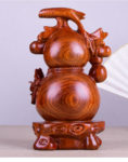 40CM Large-GOOD HOME office Spiritual efficacious Mascot # Handmade Red sandalwood carving FU gourd FENG SHUI statue 5