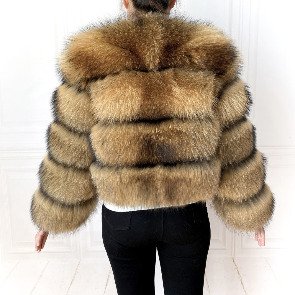 2022 New Real Fur Coat 100% Real Natural Raccoon Fur Coat Women High-Quality Fur Jacket Luxury Female Fur Coats Leather Coat Hot 5