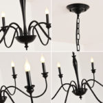 American Country Style Chandelier Black E14 Candle Lamp Retro 6 Heads/8 Heads Suitable for Dining Room Bedroom Living Room 6