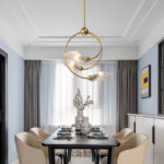 Luxury gold pendant lighting creative crystal loft pendant lamp with glass shade for bedroom french american style in restaurant 2