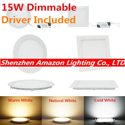 10pcs 15W Dimmable LED Ceiling Downlight Recessed Round/Square LED Panel Light with driver AC85-265V DHL Free Shipping 1