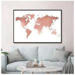 Rose Gold World Map Print Office Decor , Minimalism World Map Poster Canvas Painting for Living Room Home Wall Art Picture 3