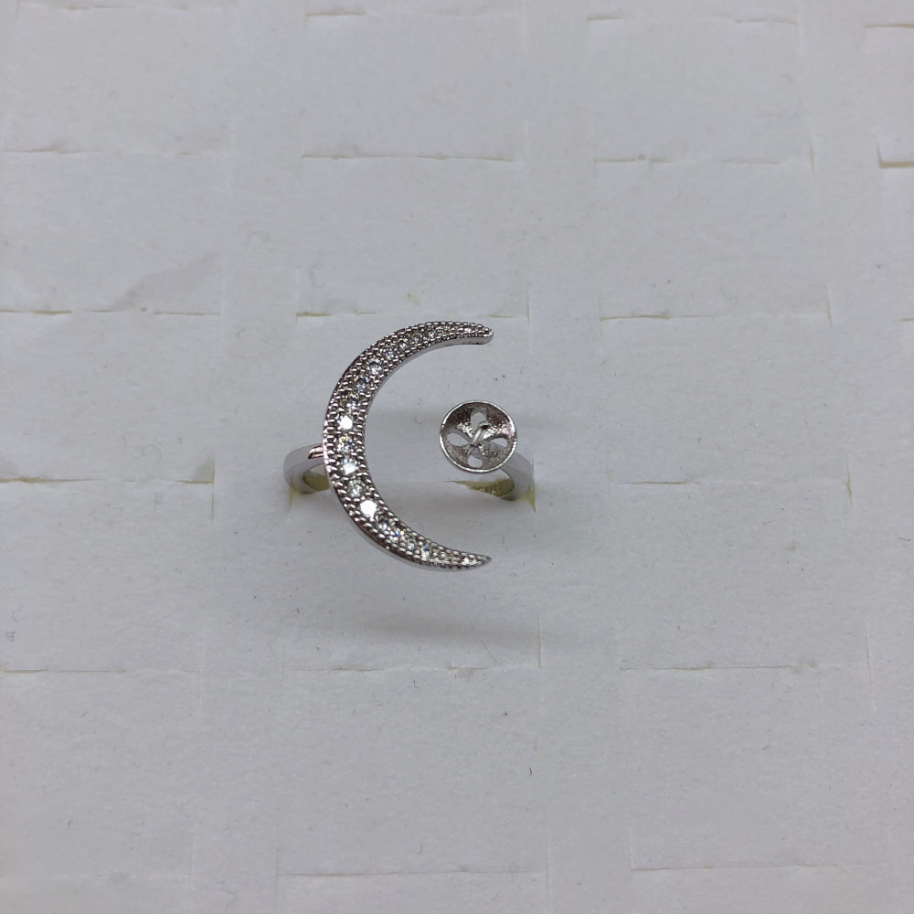 Hot Promotion Moon Ring Mountings Base Findings Women Accessories Jewelry Settings Parts for Girls Pearls Beads Stones Agate 3